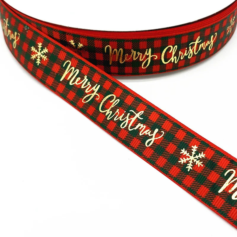 5 Yards 25mm Christmas Printed Grosgrain Ribbon for Gift Wrapping, Wedding Decor, Hair Bows DIY