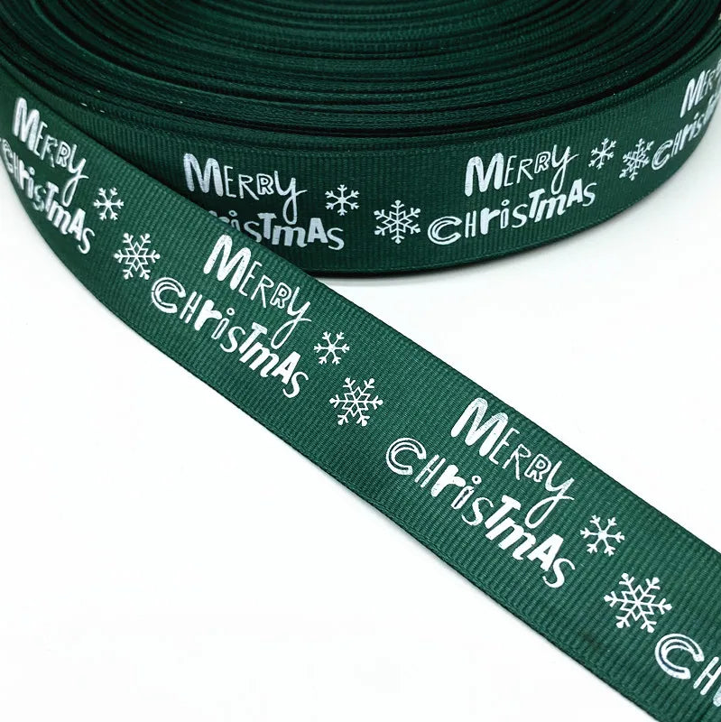 5 Yards 25mm Christmas Printed Grosgrain Ribbon for Gift Wrapping, Wedding Decor, Hair Bows DIY