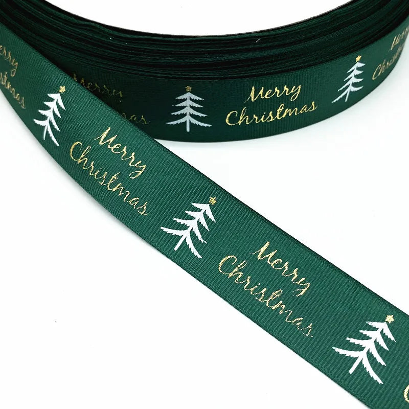 5 Yards 25mm Christmas Printed Grosgrain Ribbon for Gift Wrapping, Wedding Decor, Hair Bows DIY