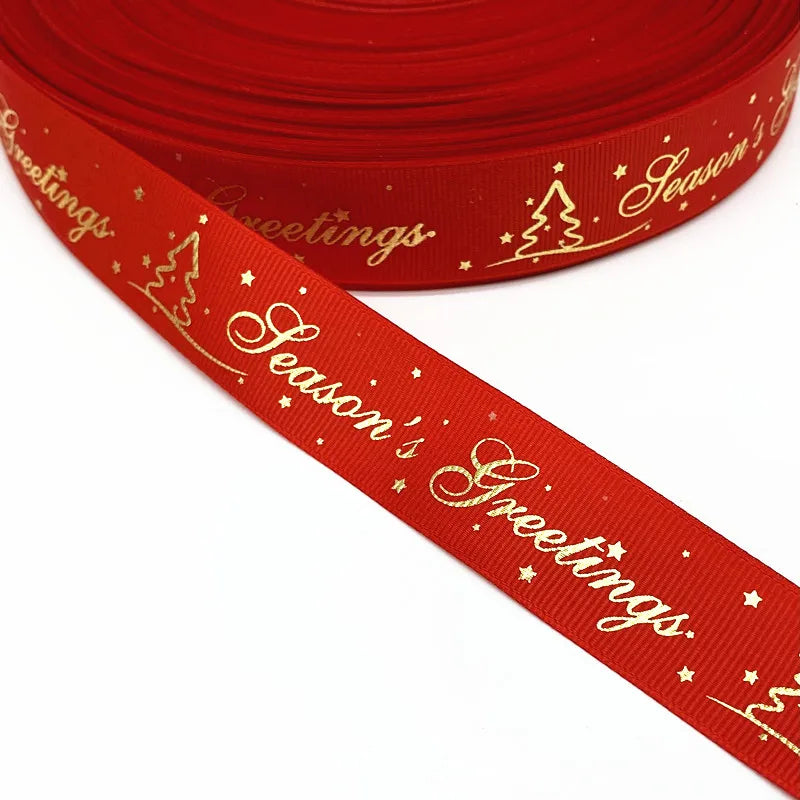 5 Yards 25mm Christmas Printed Grosgrain Ribbon for Gift Wrapping, Wedding Decor, Hair Bows DIY