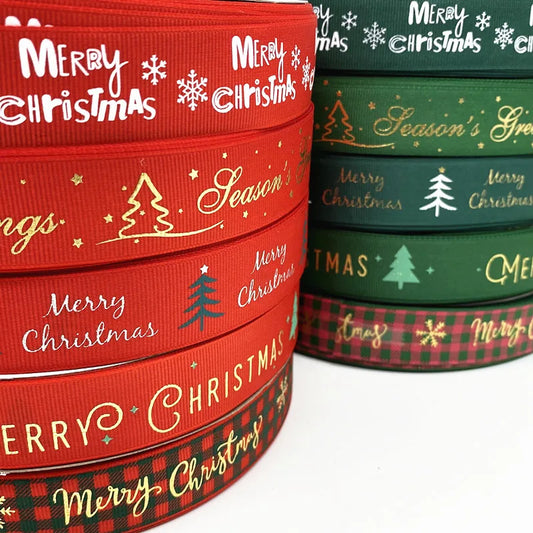 5 Yards 25mm Christmas Printed Grosgrain Ribbon for Gift Wrapping, Wedding Decor, Hair Bows DIY