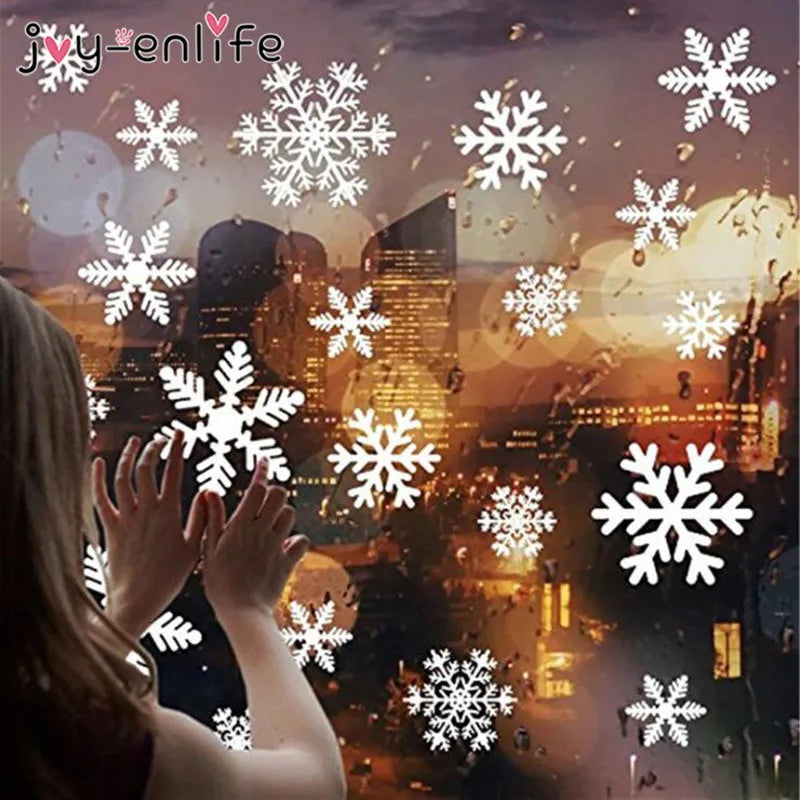 27pcs White Snowflake Window Decals - Christmas & New Year Winter Wall Stickers, Merry Christmas Home Decorations