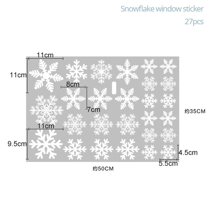 27pcs White Snowflake Window Decals - Christmas & New Year Winter Wall Stickers, Merry Christmas Home Decorations