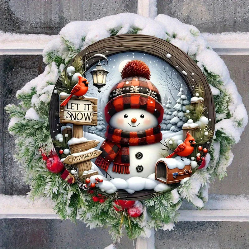 Christmas Snowman Cardinal Wooden Sign