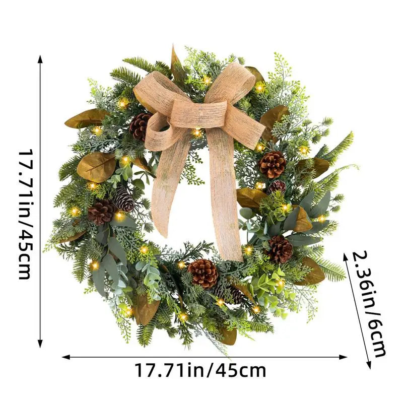 Christmas Wreath Snowy Pine Cone Holiday Front Door Decoration