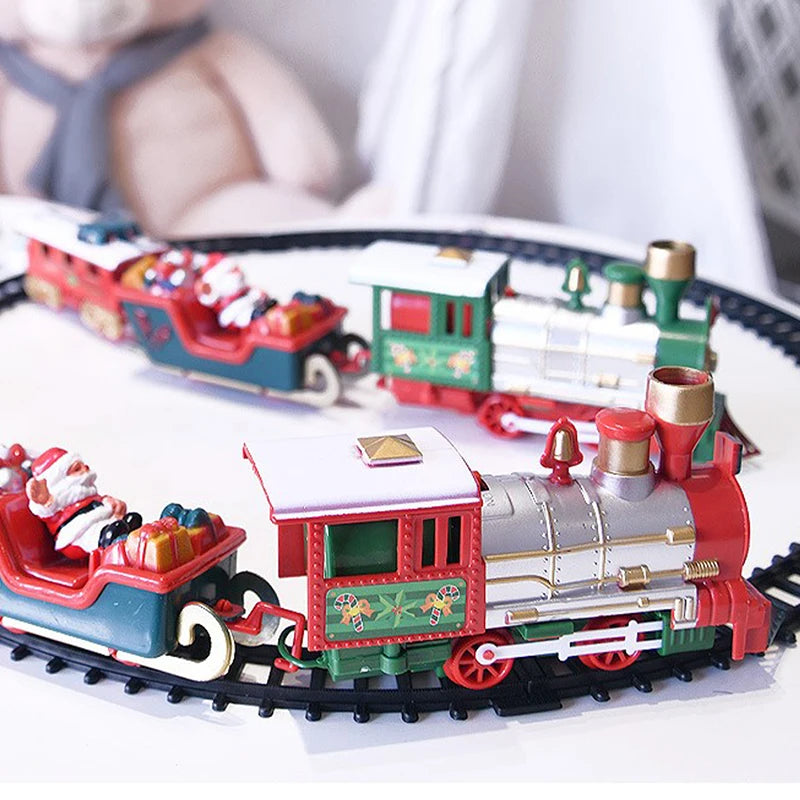 Christmas Train Electric Toy with Sound & Light - Railway Car for Tree Decoration, Track Frame, Christmas Gifts