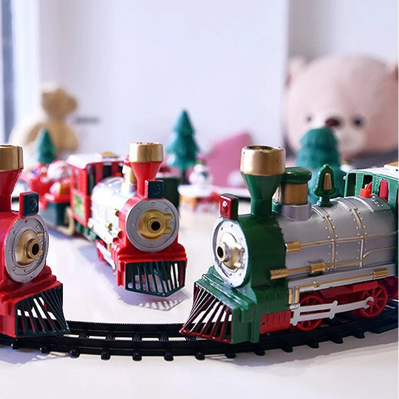 Christmas Train Electric Toy with Sound & Light - Railway Car for Tree Decoration, Track Frame, Christmas Gifts