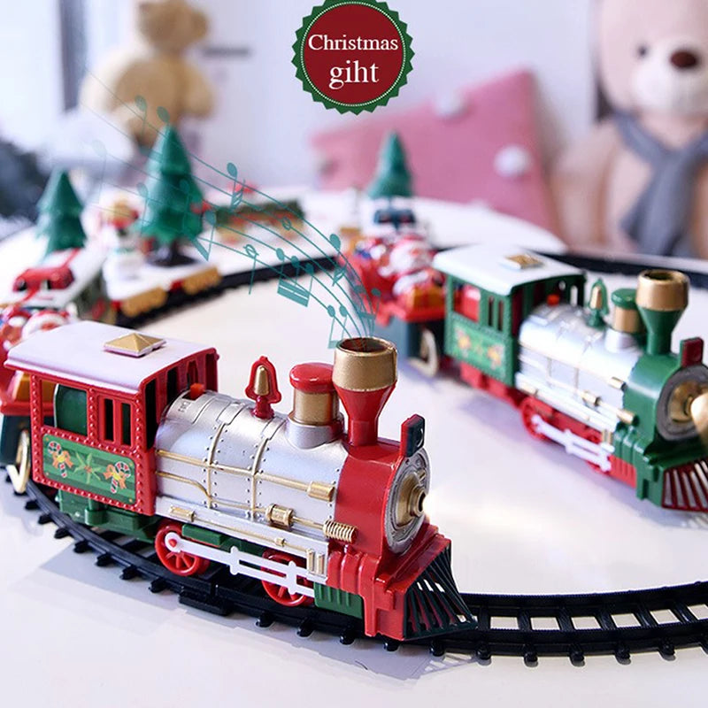 Christmas Train Electric Toy with Sound & Light - Railway Car for Tree Decoration, Track Frame, Christmas Gifts