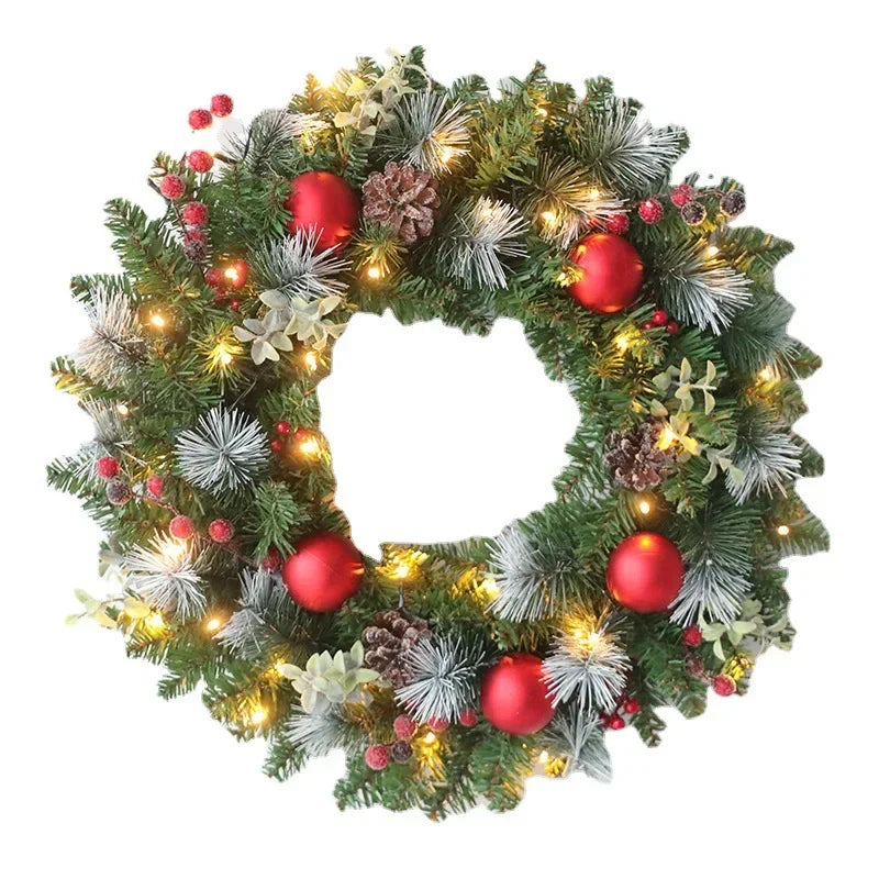 Christmas Wreath with LED Lights Pine Garland for Home Decorations