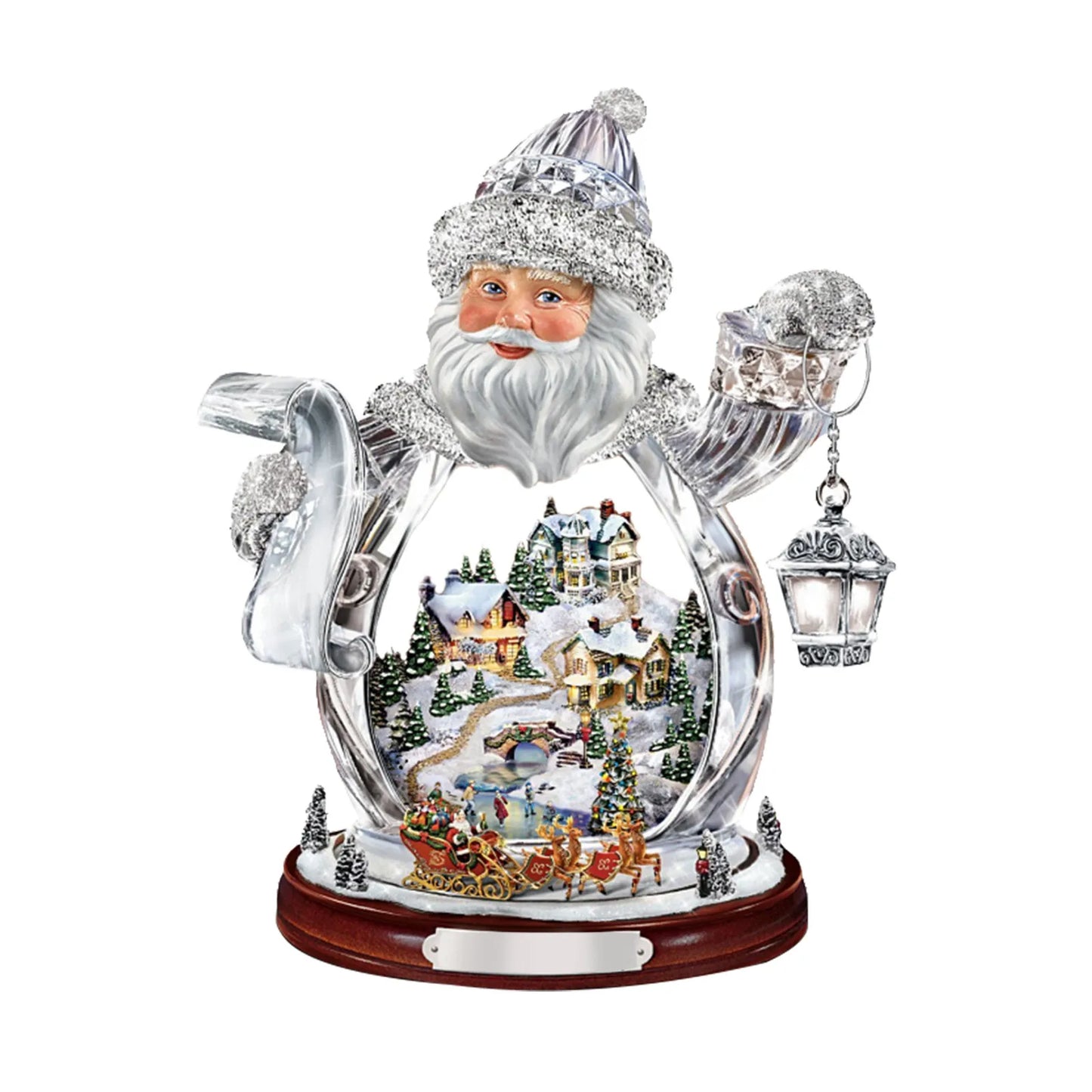 Christmas Santa Claus Rotating Sculpture with Train - Window Decorations and Stickers