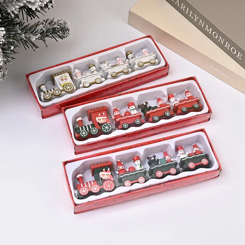 Wooden Christmas Small Train Ornament - Merry Christmas Decor for Home, Happy New Year 2025, Creative Kids Navidad Gift