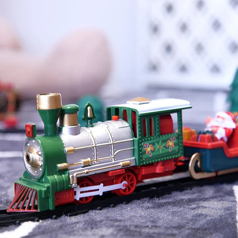 Christmas Train Electric Toy with Sound & Light - Railway Car for Tree Decoration, Track Frame, Christmas Gifts