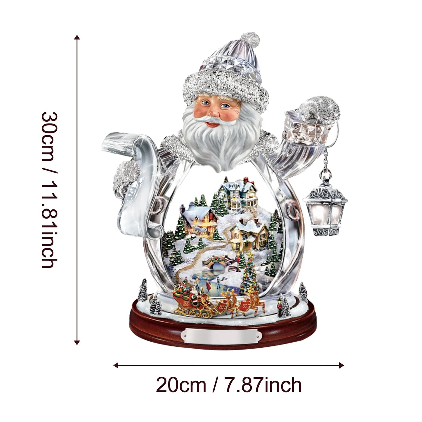 Christmas Santa Claus Rotating Sculpture with Train - Window Decorations and Stickers