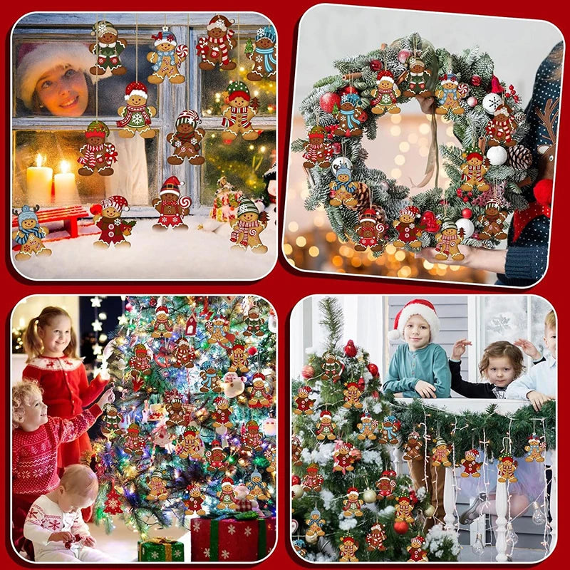 12pcs Christmas Wooden Pendants