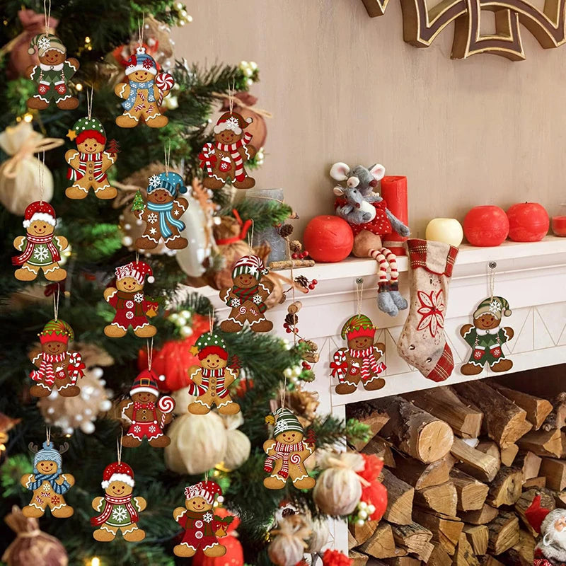 12pcs Christmas Wooden Pendants