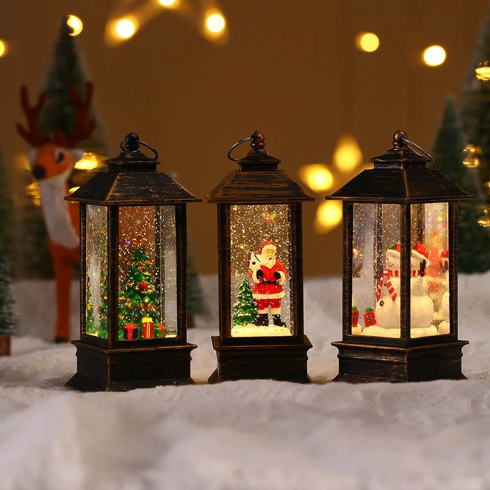 Christmas Night Lamp - Warm White LED Lantern for Indoor/Outdoor Home, Garden, Table Decor, Ideal Gift