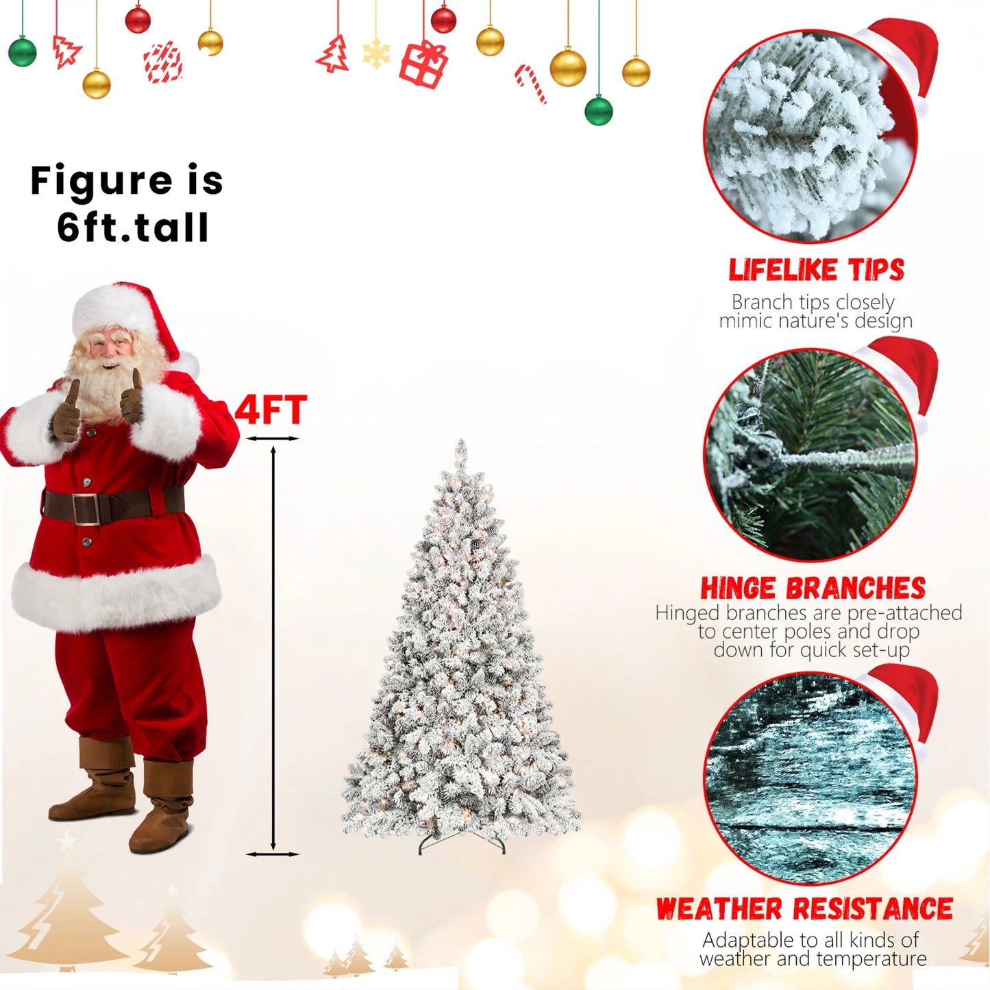 PVC Artificial Flocking Christmas Tree with Tungsten Lights Pine Cone Decor Metal Stand for Office Party Decor