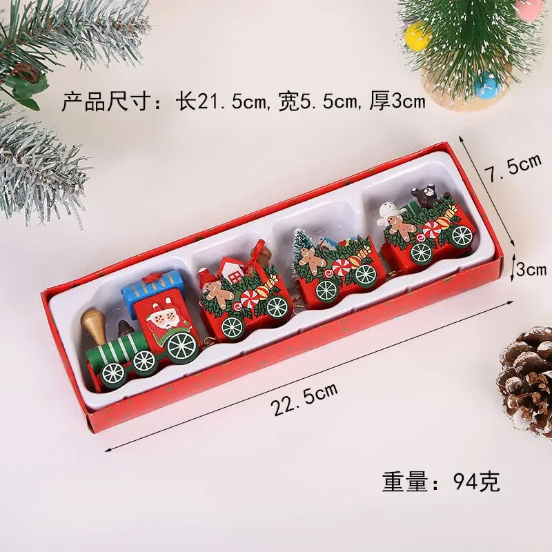 Wooden Christmas Small Train Ornament - Merry Christmas Decor for Home, Happy New Year 2025, Creative Kids Navidad Gift