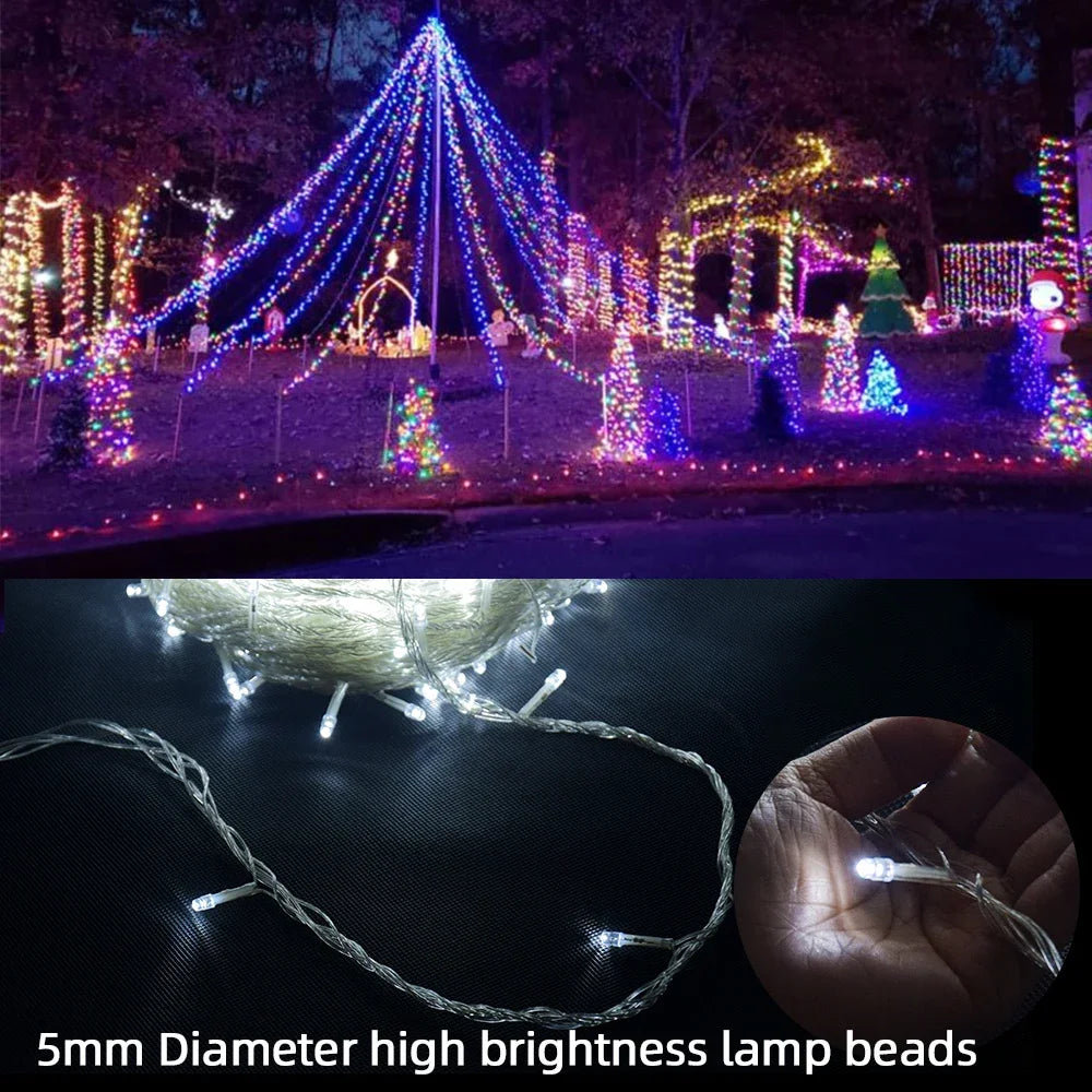 Xmas Outdoor Christmas LED String Lights Fairy Light Holiday Decor Tree Garland