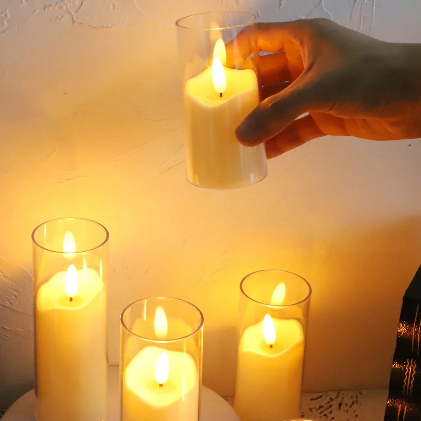 6Pcs LED Flameless Electric Acrylic Glass Tealight Candles for Wedding and Christmas Decoration