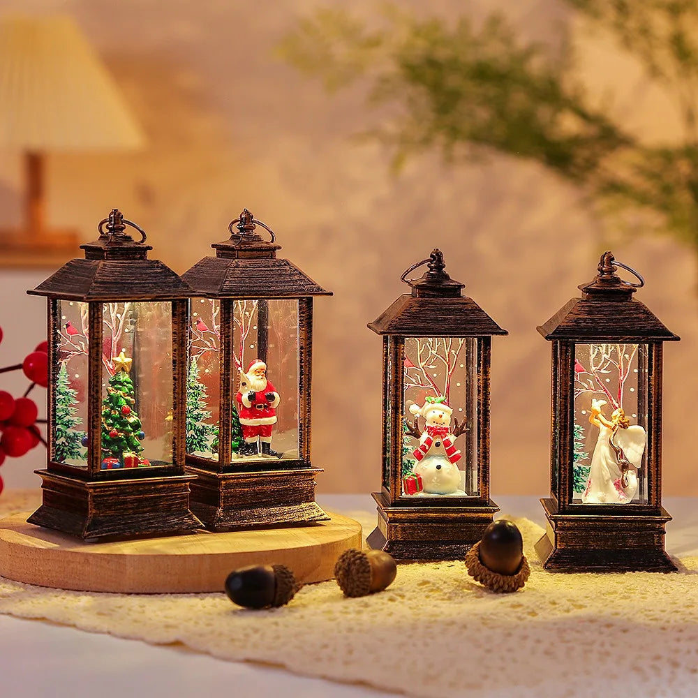 Christmas Night Lamp - Warm White LED Lantern for Indoor/Outdoor Home, Garden, Table Decor, Ideal Gift