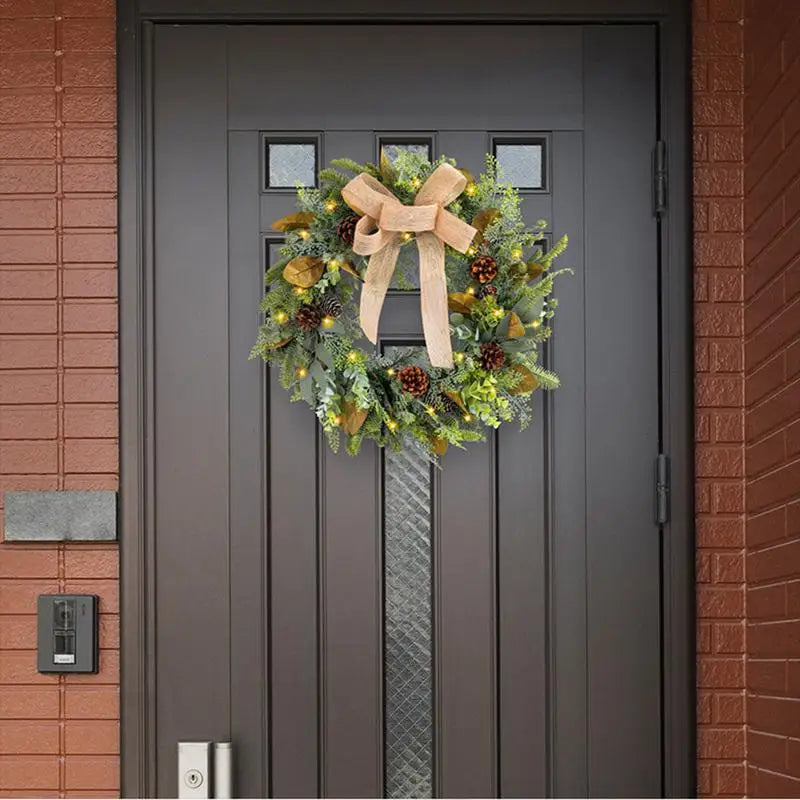 Christmas Wreath Snowy Pine Cone Holiday Front Door Decoration