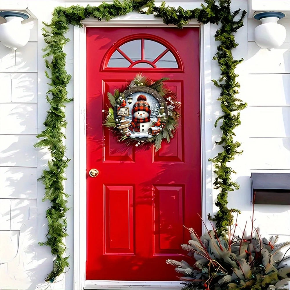 Christmas Snowman Cardinal Wooden Sign